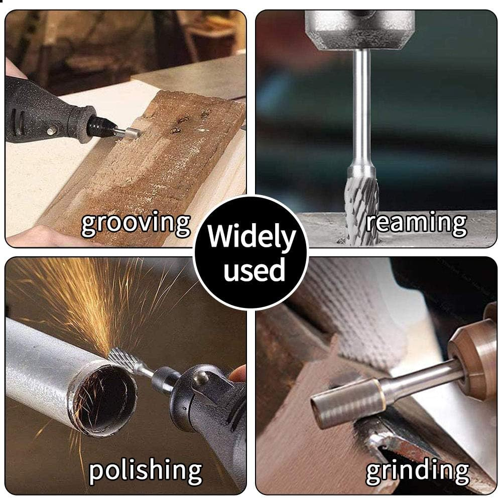 Tungsten Rotary Burr Set, 10PCS Carbide Carving Burr Bits with 1/8&rdquo; Shank Rotary Tool Accessories for Woodworking, Engraving, Drilling, Steel Metal Working image number 1