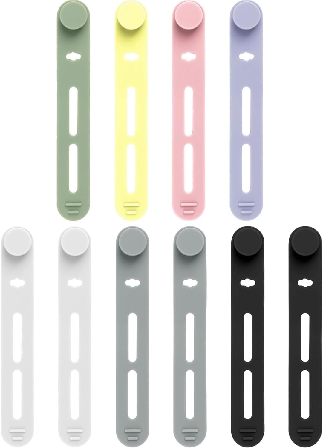 Lexziuo 10PCS Reusable Silicone Cable Ties - Colorful Cord Organizer Straps with Locking Buckles & Wire Labels for Neat Cable Management image number 4