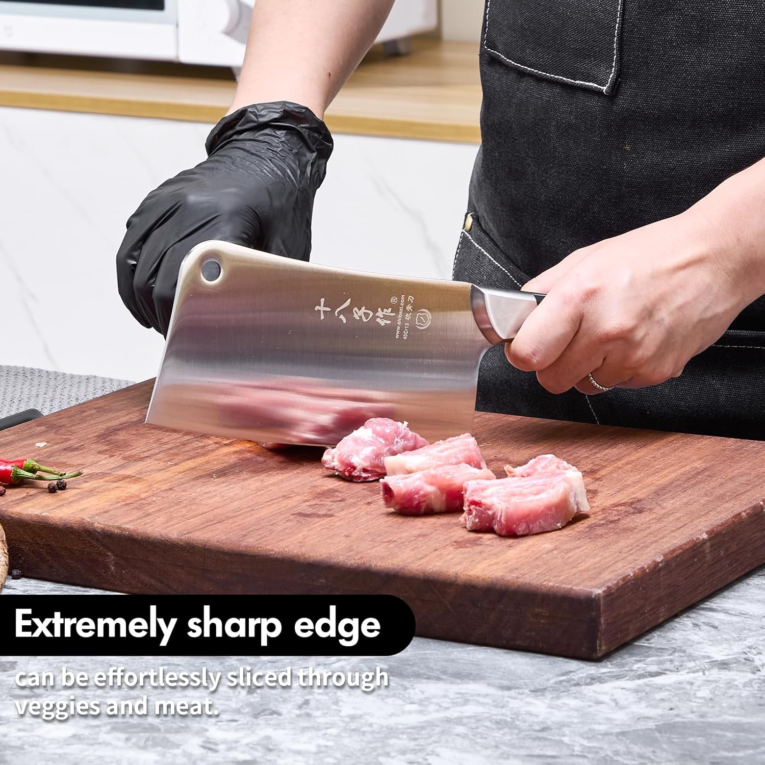 Heavy Duty Cleaver Knife SHI BA ZI ZUO Stainless Steel Bone Cleaver Vegetable Knife for Home Chopping Bones image number 4