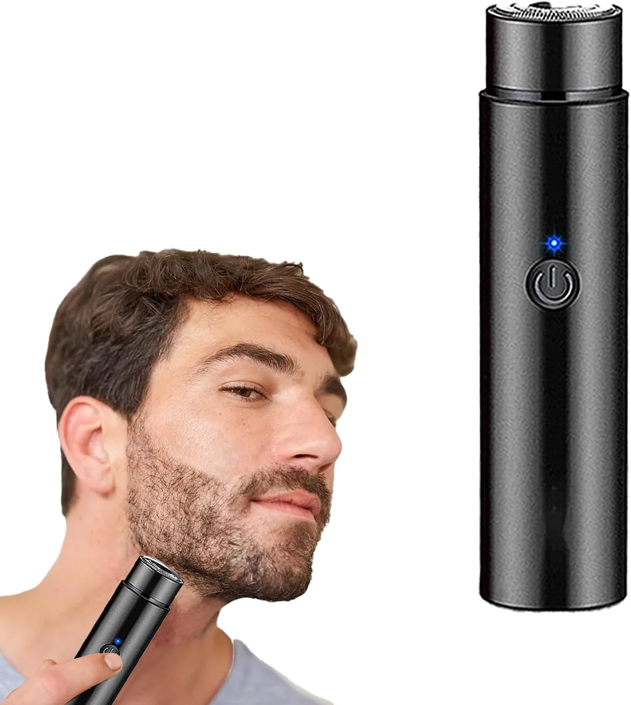Mini Portable Electric Shaver, Waterproof Cordless Pocket Razor, USB Rechargeable Rotary Shaver for Travel, Wet and Dry Use, Black image number 5
