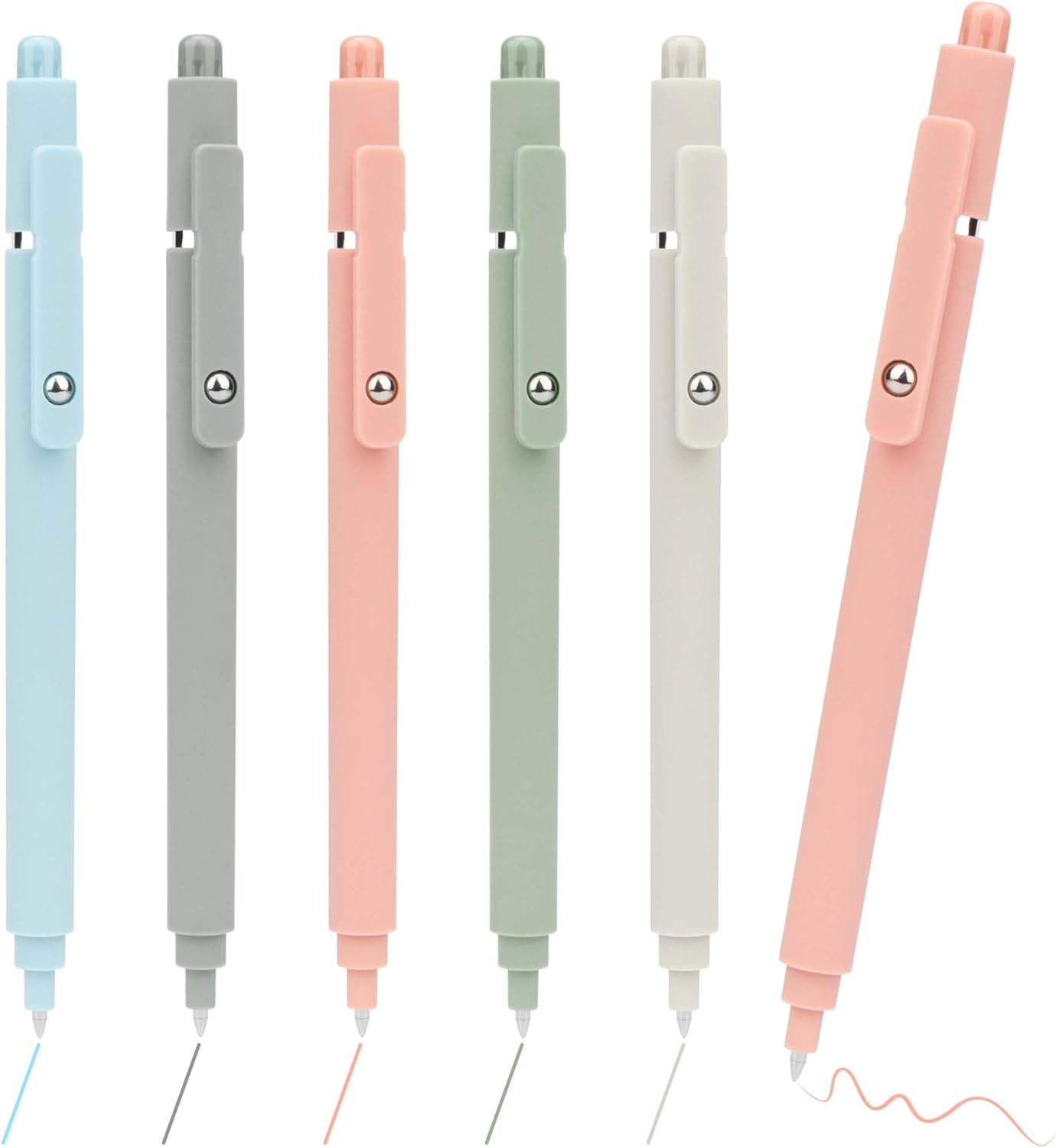 YUNAI Retractable Gel Pens, 5PCS 0.5Mm Colored Ink Ballpoint Pens with Silicone Clip, Premium Smooth Writing Quick Dry Ink Fine Point Rollerball Pens for School Home Stationery Supplies, Light Color