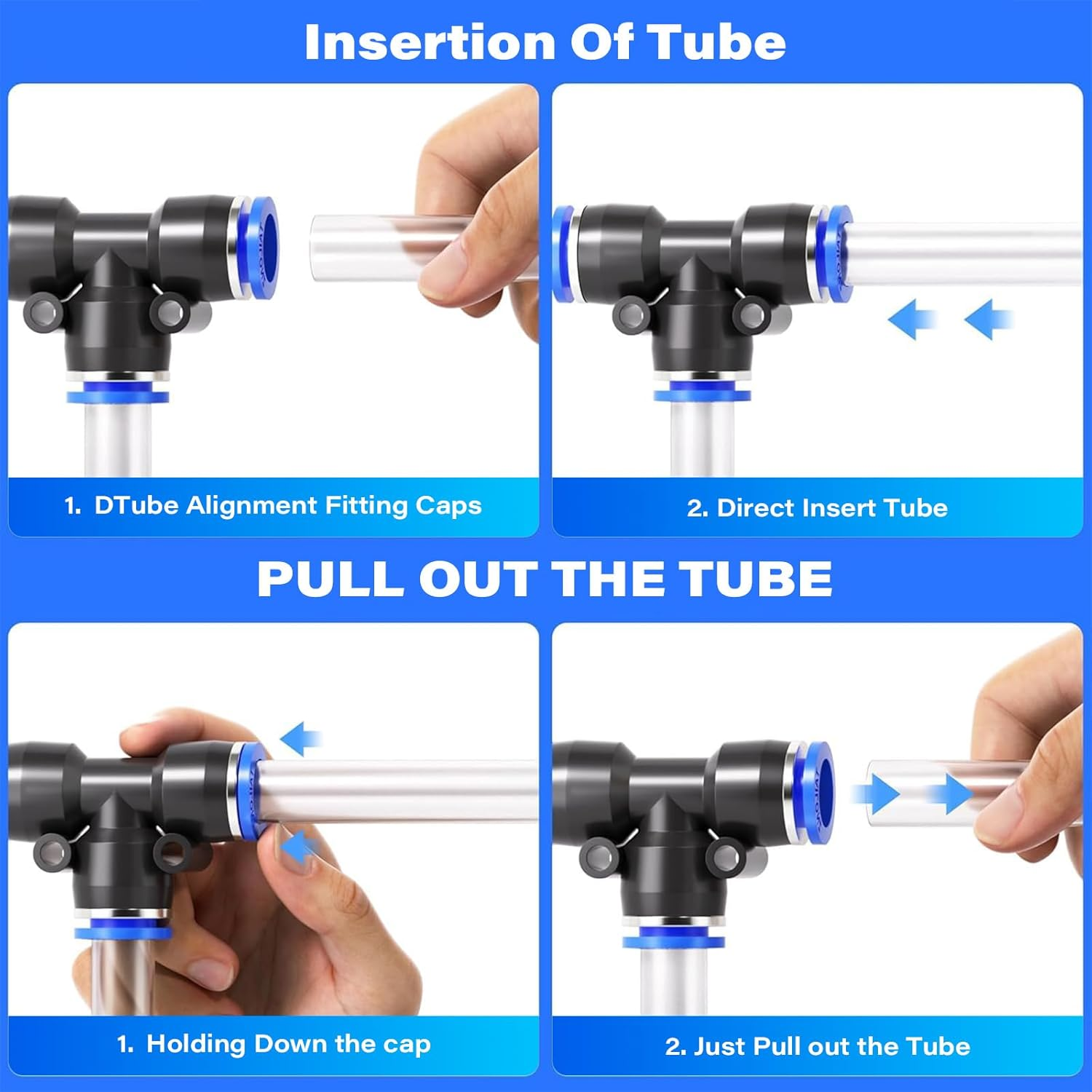 Air Fittings, 40 Pcs Air Hose Fittings, 8 Mm Air Hose Quick Connect, 10 Spliters+10 Elbows+10 Tee+10 Straight, Air Line Kit to Connect Fittings image number 2