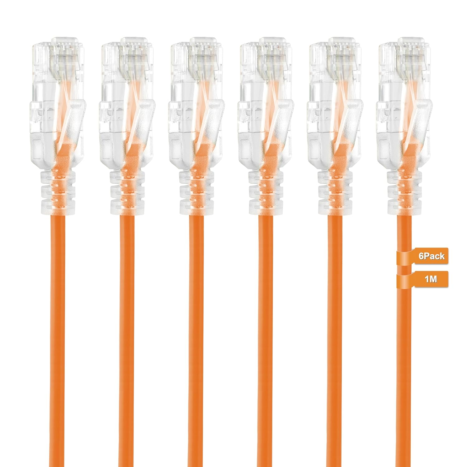 Tecmojo Cat 6A Ethernet Cable, 1M Patch Cable 6 Pack 28AWG Ultra Thin 10 Gbps RJ45 Pure Copper Core LSZH Network Patch Cord for Router Modem Patch Panel Faster than Cat6 Cat 5E and Cat 5, Orange image number 5