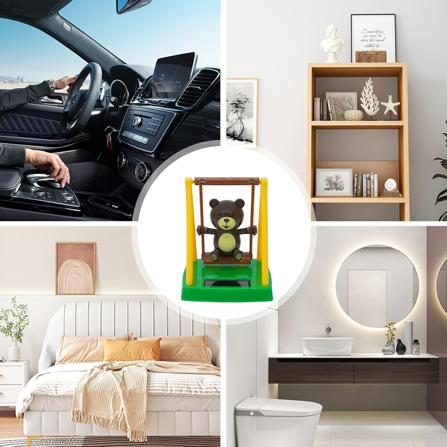 Swinging Bear Solar Toy,Cute Swing Bear Desk and Dashboard Decor Kids Toys - Solar Dancing Bear Toy for Car Office Desk Home Decor image number 3