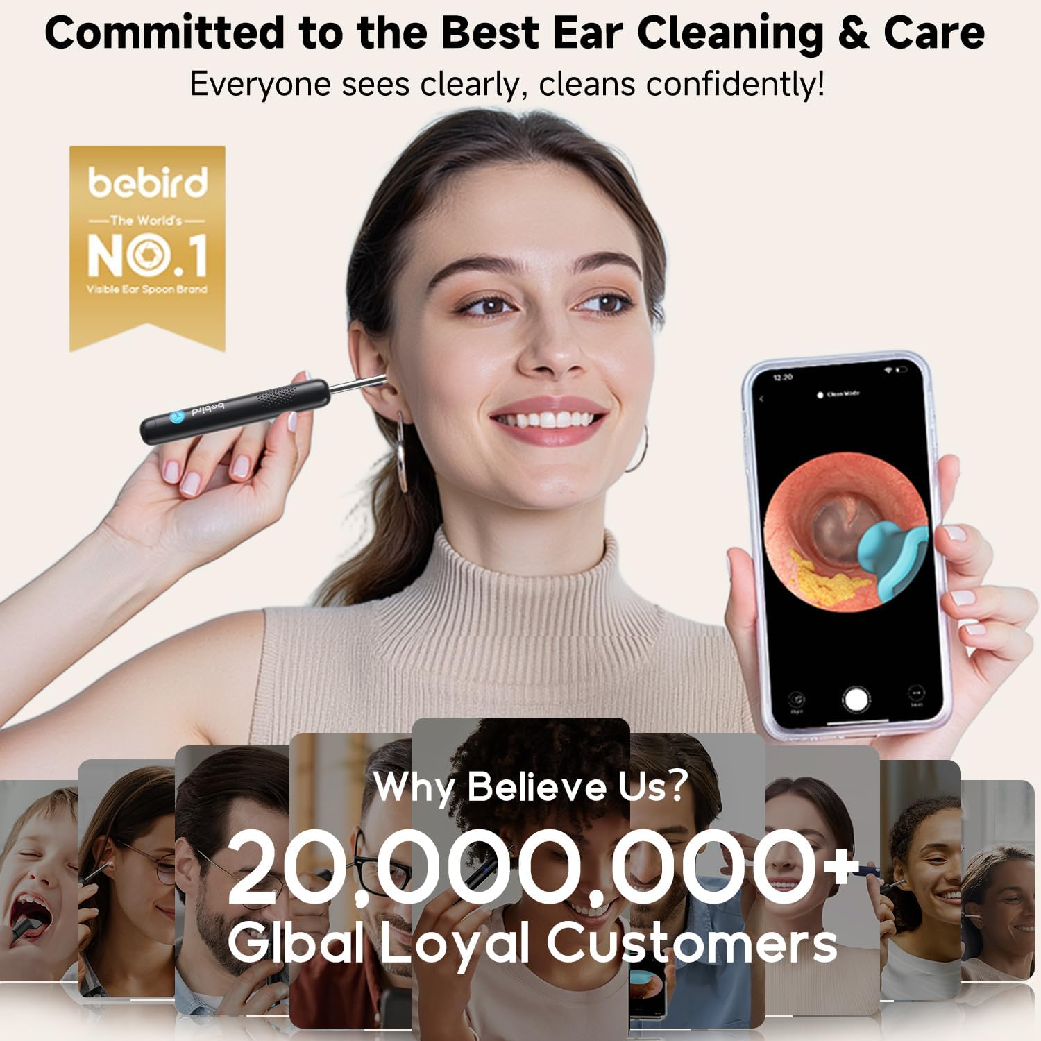 BEBIRD R1 Max Ear Wax Removal, Ear Cleaner with Camera and Light, Ear Scope Otoscope Ear Pick Tweezers with Cam, Visual Dropper Ear Care Cleaning Kit, Ear/Nose/Throat Examination Tool for Family image number 3