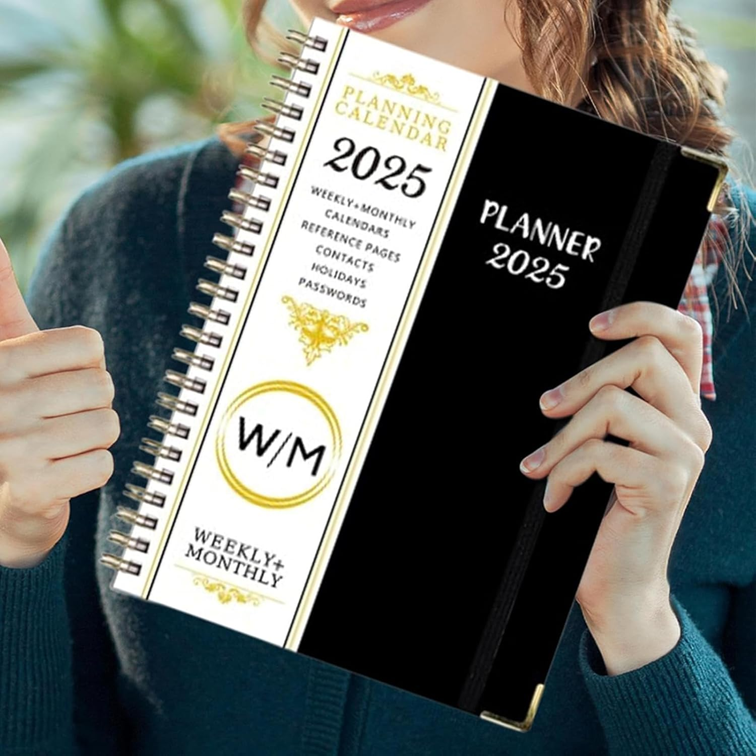 Lined Spiral Journal Notebook, A5 Weekly and Monthly Plan Ruled Journals for Writing, Hardcover Notebooks for Work,Note Taking and Office School Supplies (Black) image number 1