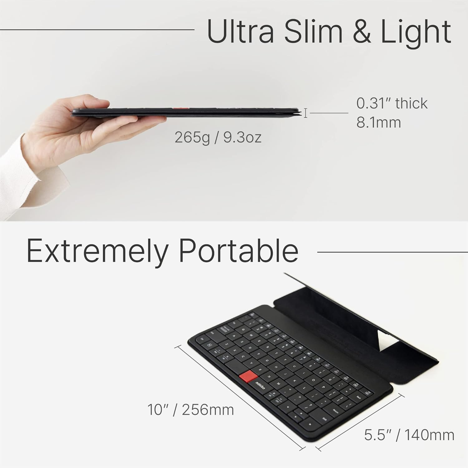 Mokibo Fusion Keyboard, Universal, Portable All-In-One with Built-In Touchpad, Bluetooth, Compatible with Tablets, Laptops, and Multiple OS image number 2