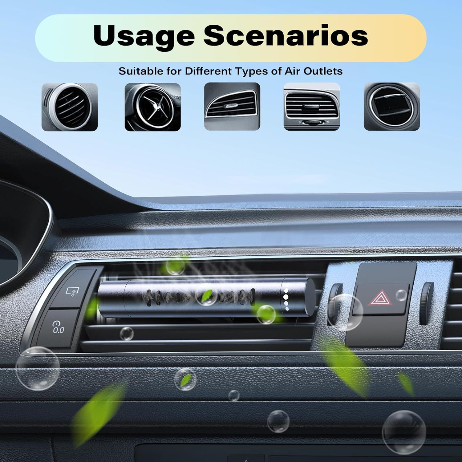 Car Essential Oil Diffuser, 2 Pack Car Air Freshener Diffuser, Car Diffuser Air Freshener with 12 Refill Sticks for Cars, Office, Kitchen, Bathroom, Pet Houses image number 2