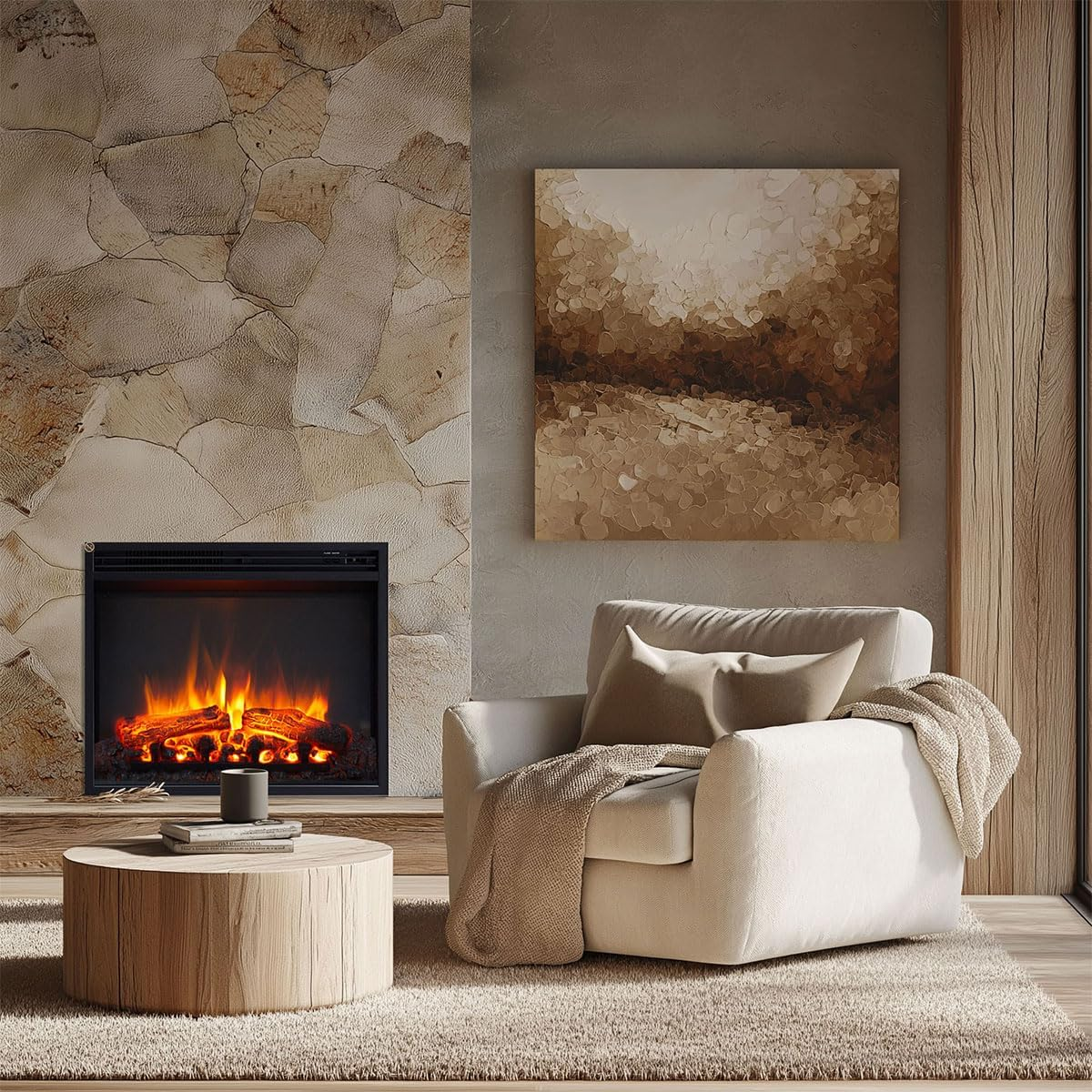 Modaliving Stella 23-Inch 2000W Electric Fireplace Insert for Cozy Ambience