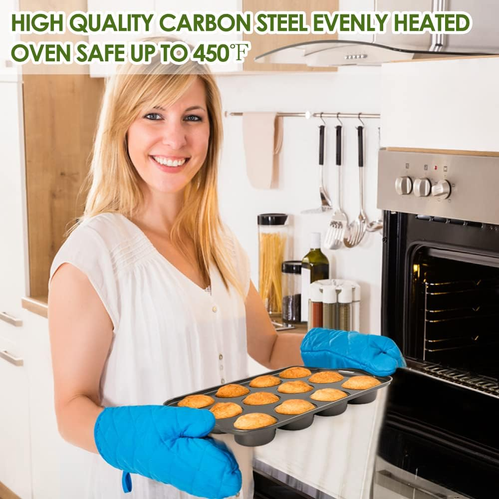 Cyimi Mini Muffin Pan 12 Cup with Removable Bottom,Nonstick Cupcake Pans for Baking,Mini Muffin Cheesecake Tin for Oven, 12 Cavity Premium Carbon Steel Bakeware for Bite Size Tarts image number 1