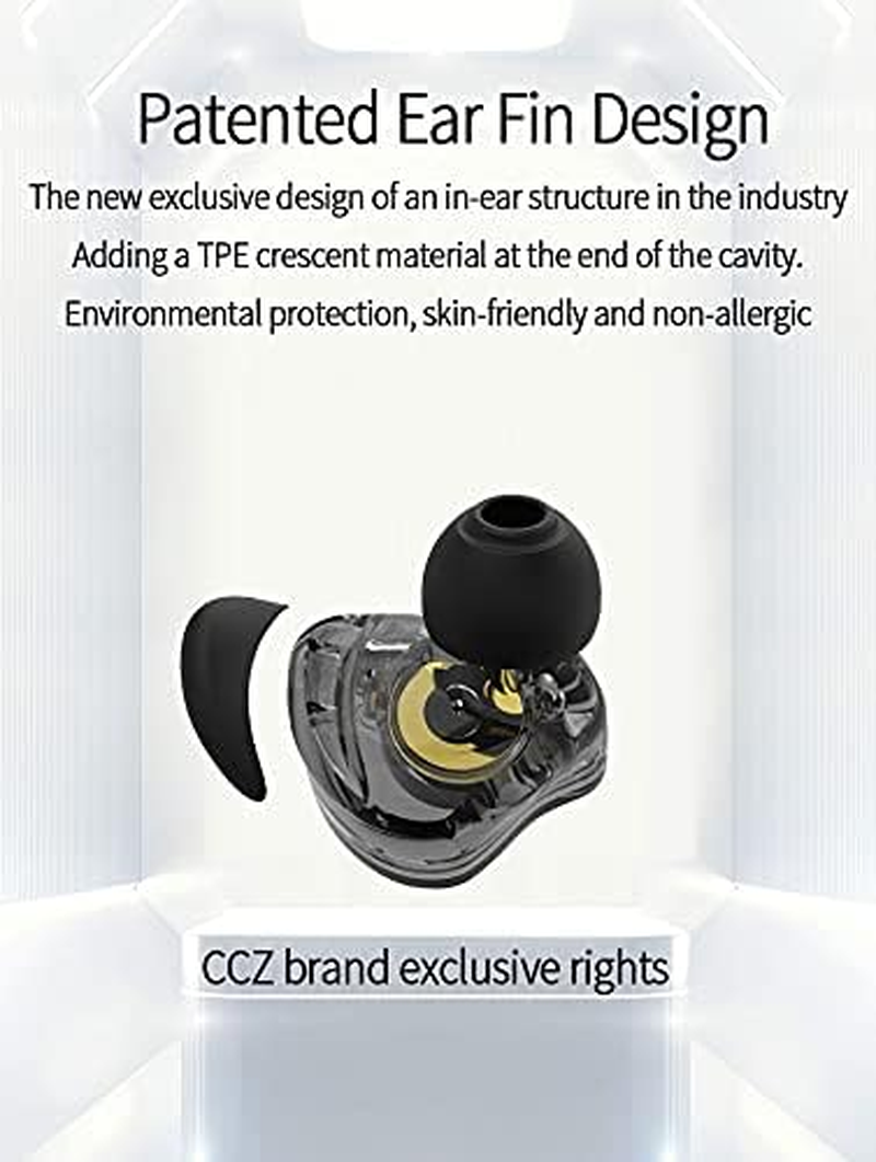 Yinyoo CCZ Melody Wired Headphones, USB Type C, Lightweight and Comfortable Earbuds with 4N OFC Cable for Samsung S23/S22/Google Pixel 7/6/5/4 (Clear Black, Type-C with Microphone)