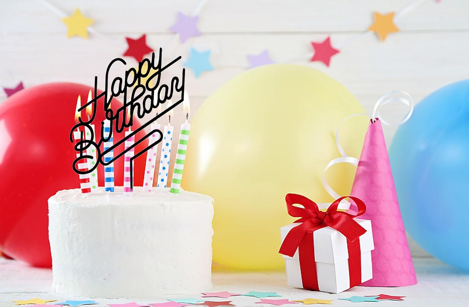 Happy Birthday Cake Topper,Acrylic Cake Toppers,Birthday Party Decoration Supplie (Black) image number 4