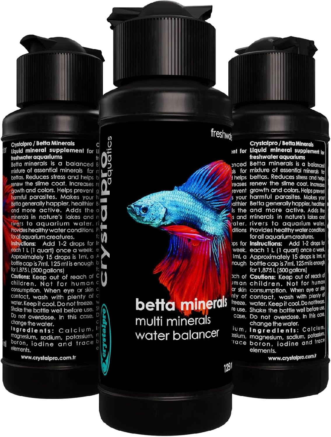 Crystalpro Betta Minerals 4.22 Oz-Mineral Additive for Bettas Replenishes Protective Coat Improves Respiration and General Health Freshwater Aquarium Salt (125 Ml) image number 5