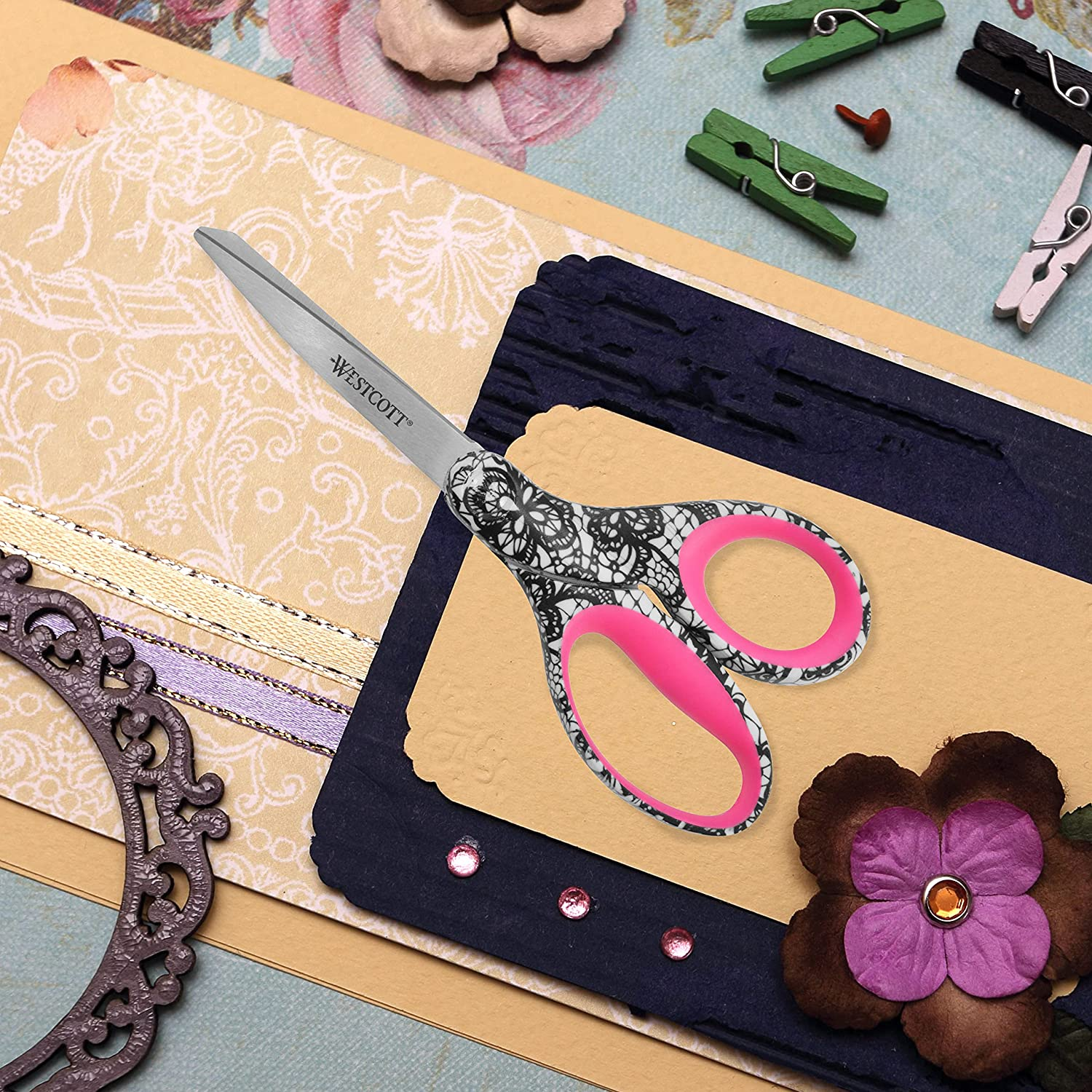 Westcott Trendsetter Straight Lace Pattern Scissor, 8" (16660) image number 4