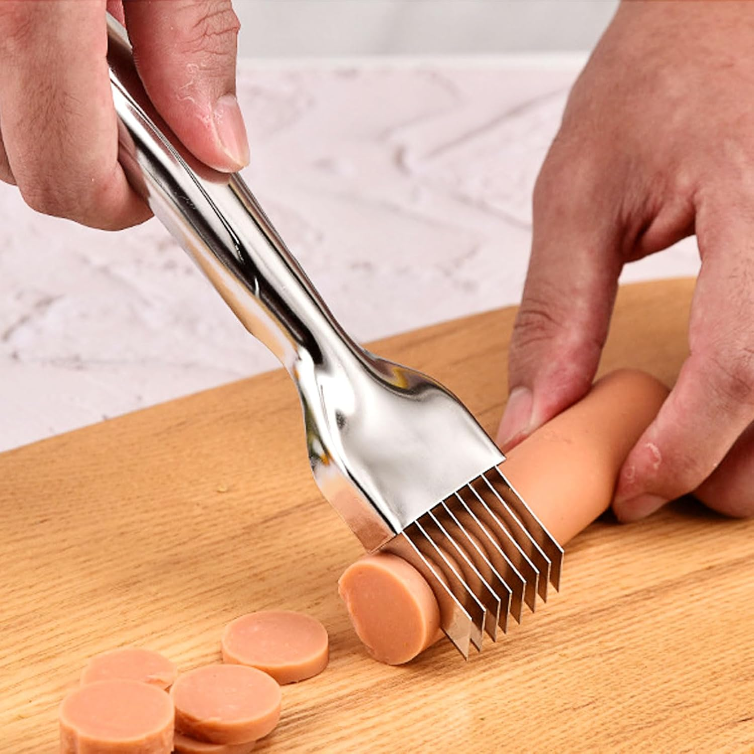 Scallion Cutter Shred,Green Onion Cutter Slicer, Stainless Steel Garlic Cheese Shredder, Kitchen Tool Slice Cutlery, Vegetable Chopper Tool for Home Kitchen Restaurant Gadgets (Eight Blades) image number 6