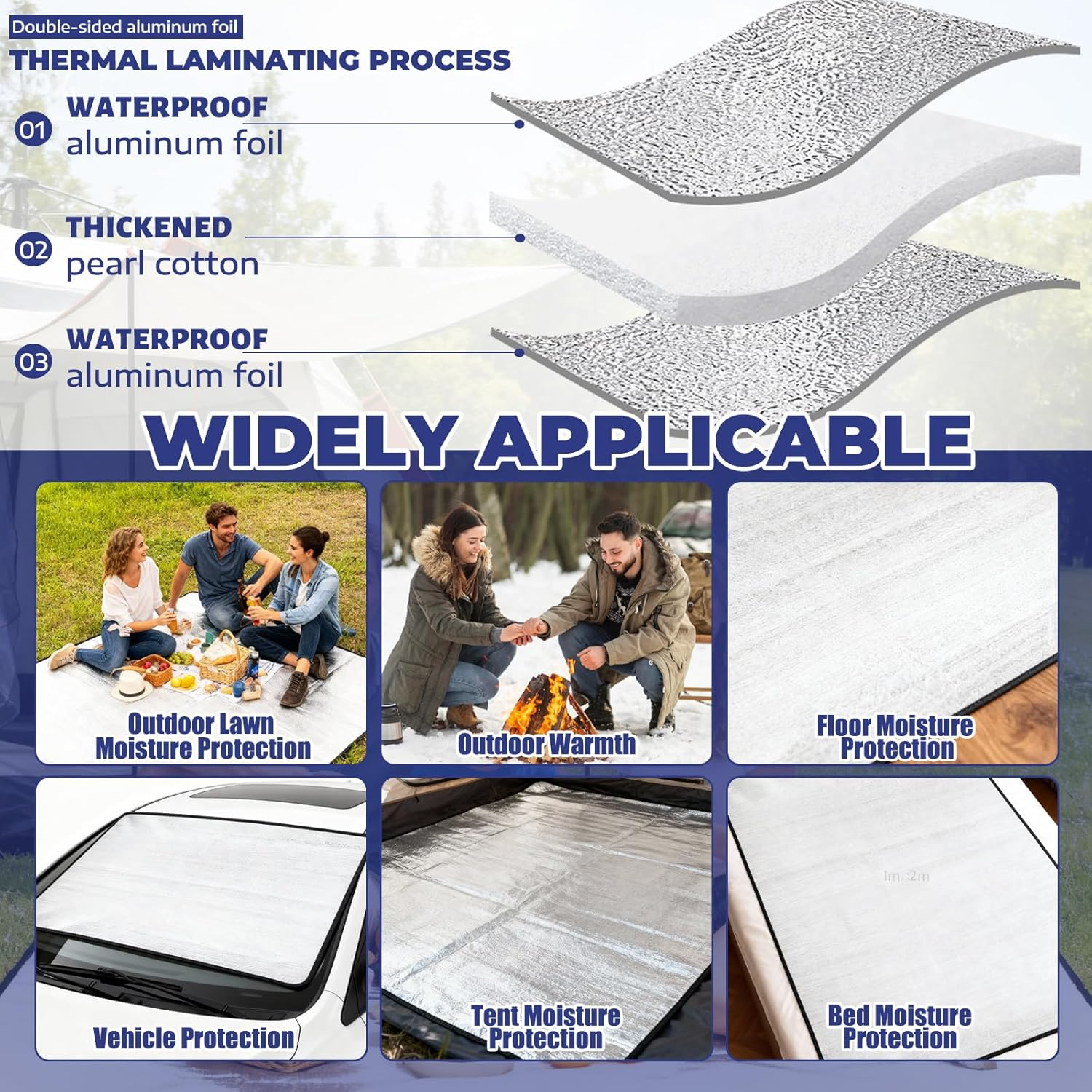 AFAIK Sleeping Mat, Foldable Camping Sleeping Mat Made of Aluminium Foil, Silver, 100 X 200 Cm, Ultralight image number 6