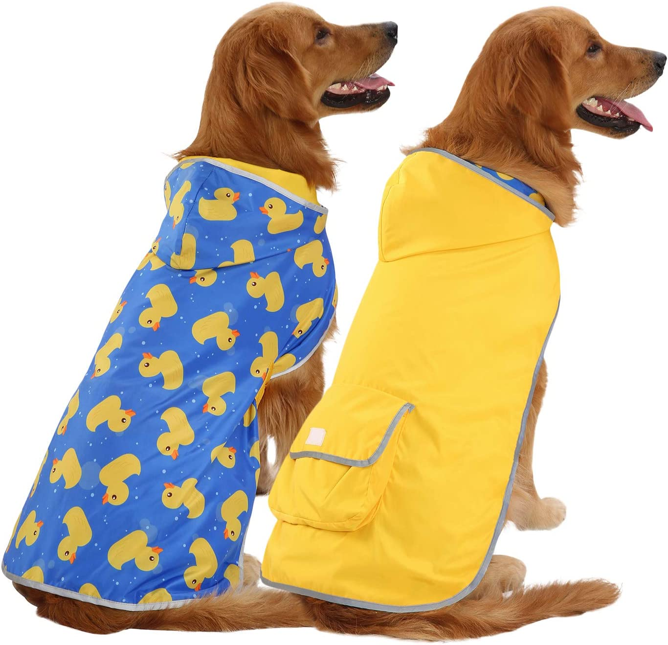 HDE Reversible Dog Raincoat Hooded Slicker Poncho Rain Coat Jacket for Small Medium Large Dogs Ducks Yellow - XXL image number 6