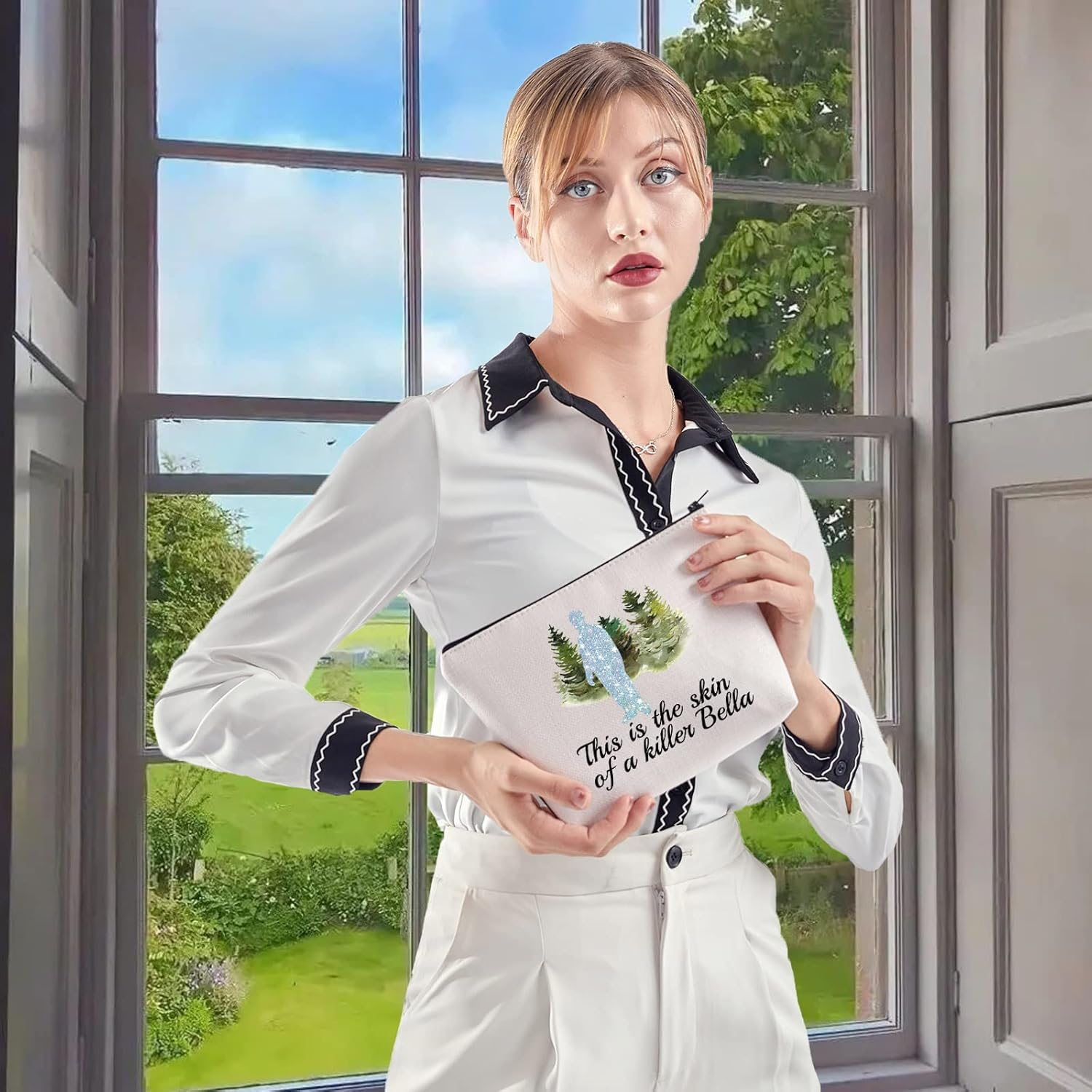 WCGXKO Movie Show Inspired Gift This Is the Skin of a Killer Bella Zipper Pouch Makeup Bag for Fans, This Is the Skin, Zipper - This Is The Skin Tote image number 5