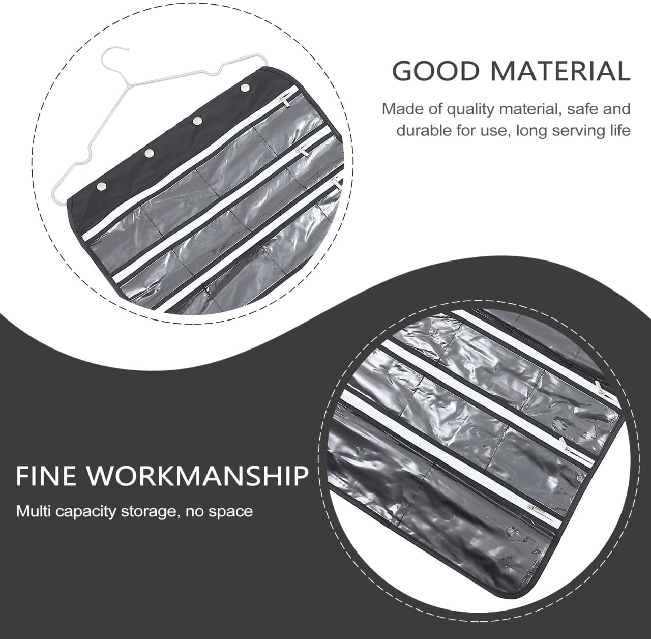 ULTECHNOVO Jewellery Organiser 56 Pockets: Jewelry Hanging Pouch Organizer for Necklaces Bracelets Earrings Accessories Sundries Storage Bag for Travel Home Closet - 1Pcs image number 1