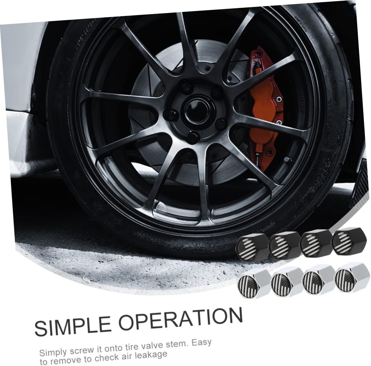 SHERCHPRY 8Pcs Metal Car Wheel Tire Valve Caps Air Dust Covers for Car Tyres Fit Different Brands Easy Install Remove image number 1