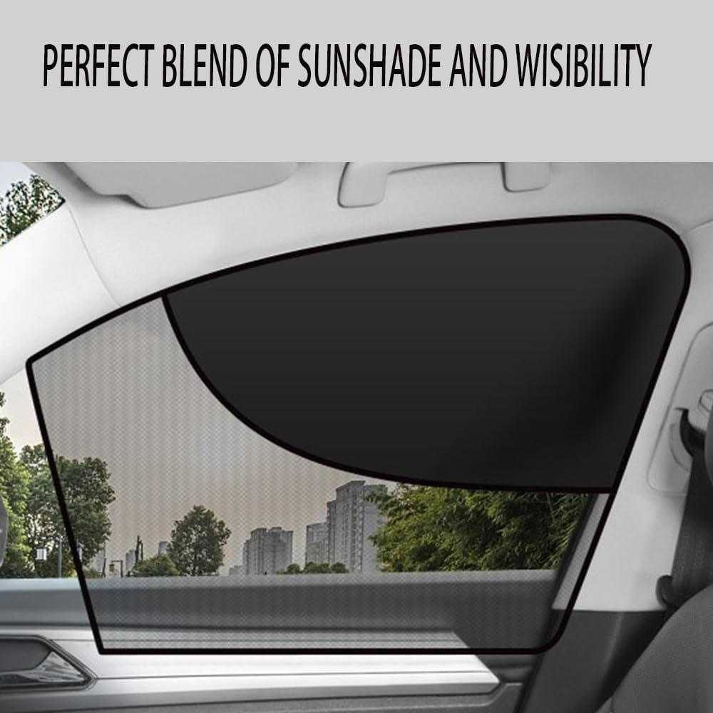 Driver Side Window Shade with Blackout Layer Foldable Desgin Adjustable Half-Blackout & Mesh-Through Car Window Cover for Driver Side Privacy and Visible for Most Cars for Camp,Travel, Nap(Black) image number 3