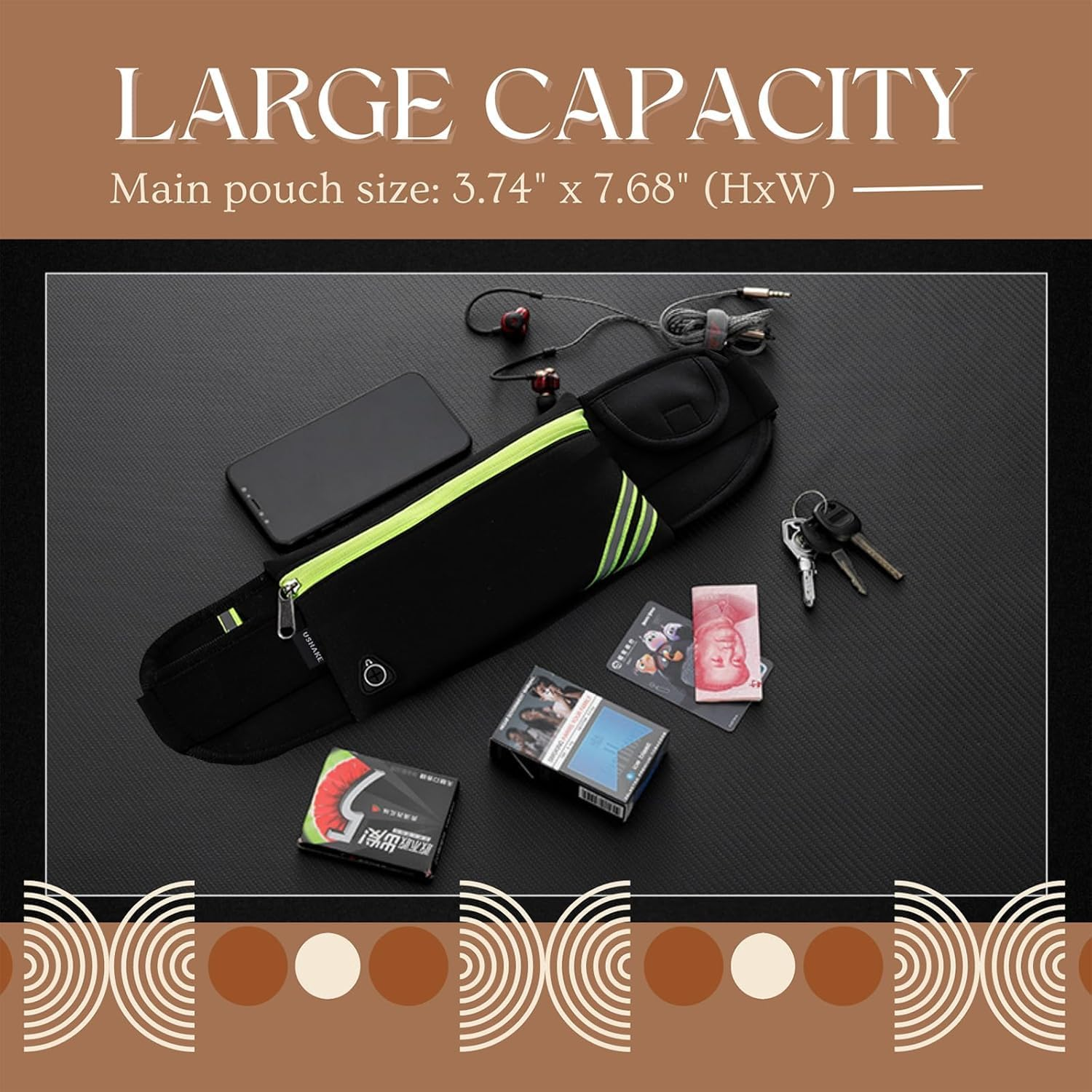 Waterproof Running Belt Water Bottle Waist Pack,Sport Fanny Pack Running Pouch for Men Women Runners Mens Waist Bag,Phone Holder for Iphone 11 Pro Max Xs Xr X 8 7 6 plus in Hybration,Workout,Jogging image number 4