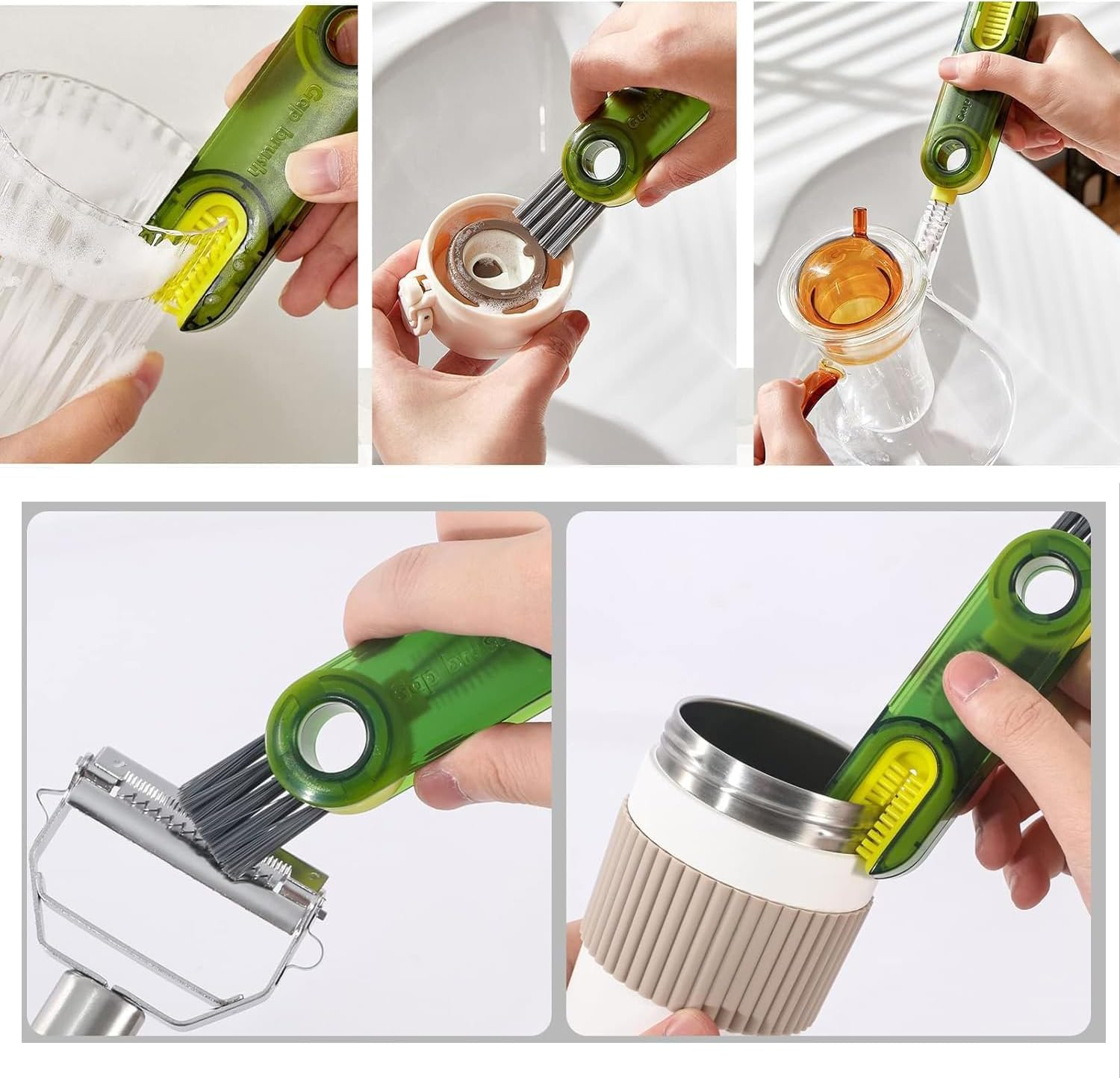 6 Pcs Owala Freesip Cleaning Tools, Straw & Bottle Brush Set, Long Handle Silicone Detail Brush, Lid Cleaner for Deep Cleaning, Multifunctional Cup Accessories Kit (6)