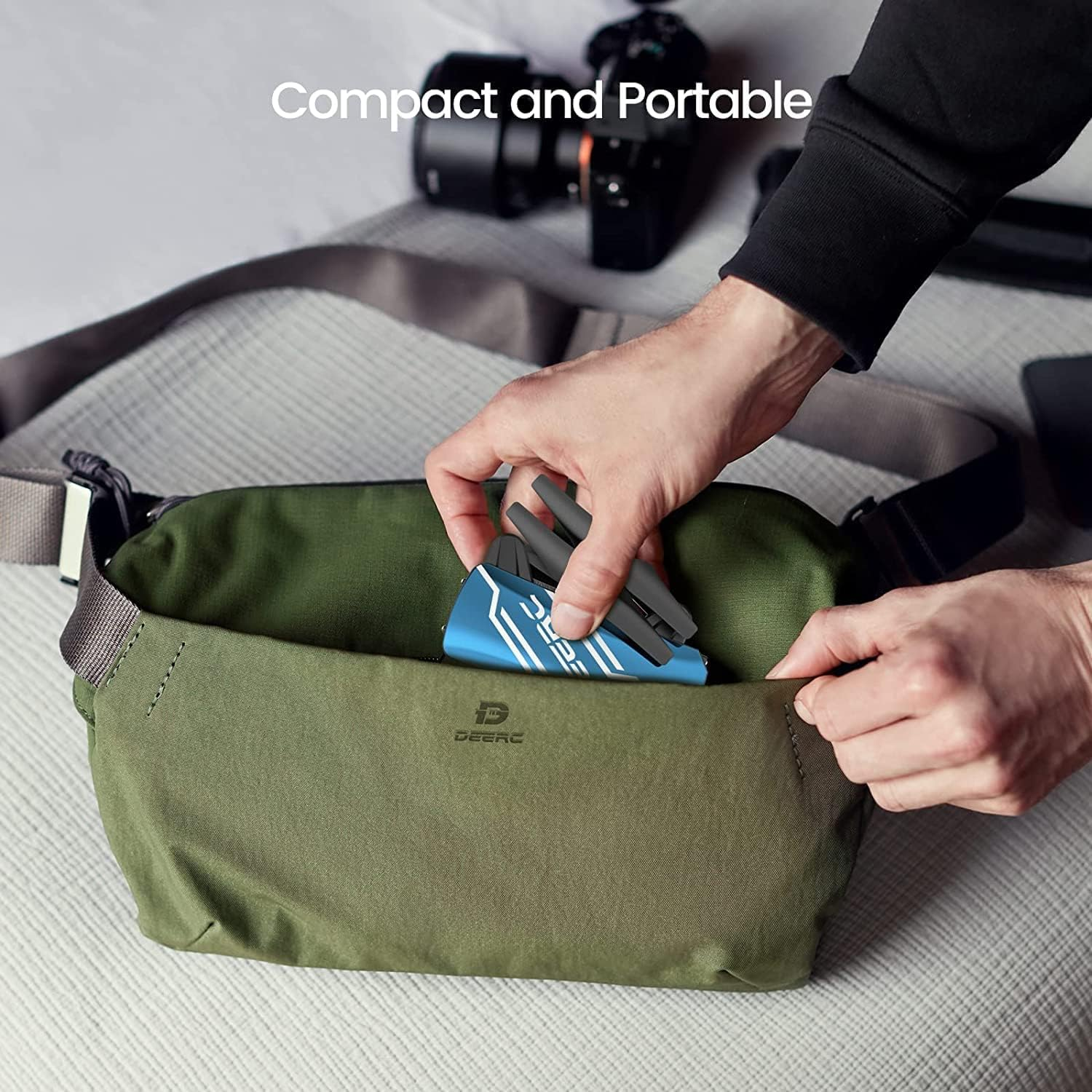 DEERC D20 Mini Drone with Camera for Kids, Remote Control Toys Gifts for Boys Girls with Voice Control, Gestures Selfie, Altitude Hold, Gravity Control, One Key Start, 3D Flips 2 Batteries, Blue - Silver image number 2