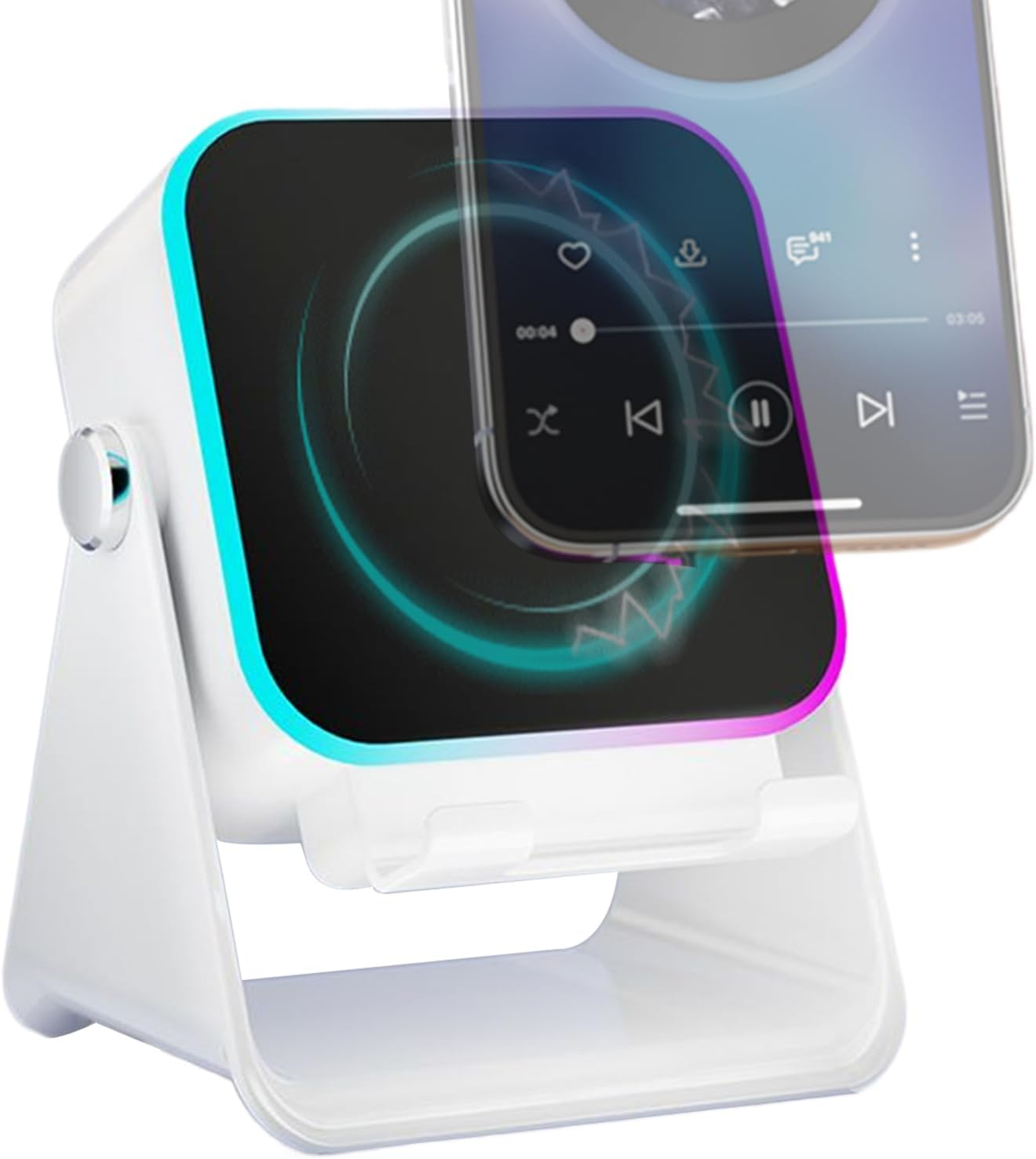 Audio Bracket Station - 12.1X7.3X5.9Cm Induction Speaker, 10W Phone Dock, LED Light Integrated Speakers, Mobile Sound Stand | Travel-Friendly Music Hub for Home Office Birthday Trips Everyday