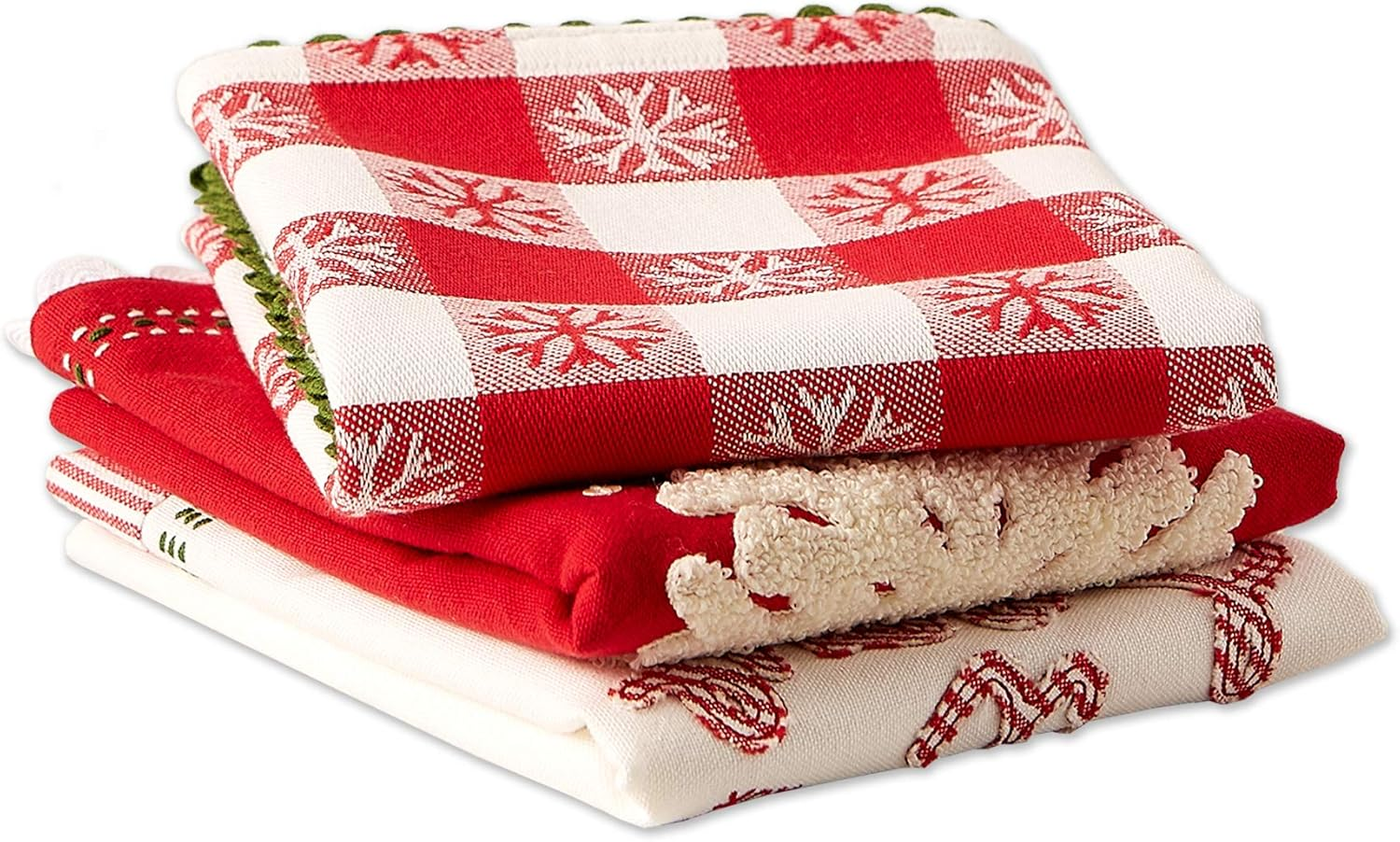 DII Christmas Kitchen Towels Decorative Embellished Cotton Dish Towel Set, 18X28, Let It Snow, 2 Count image number 7