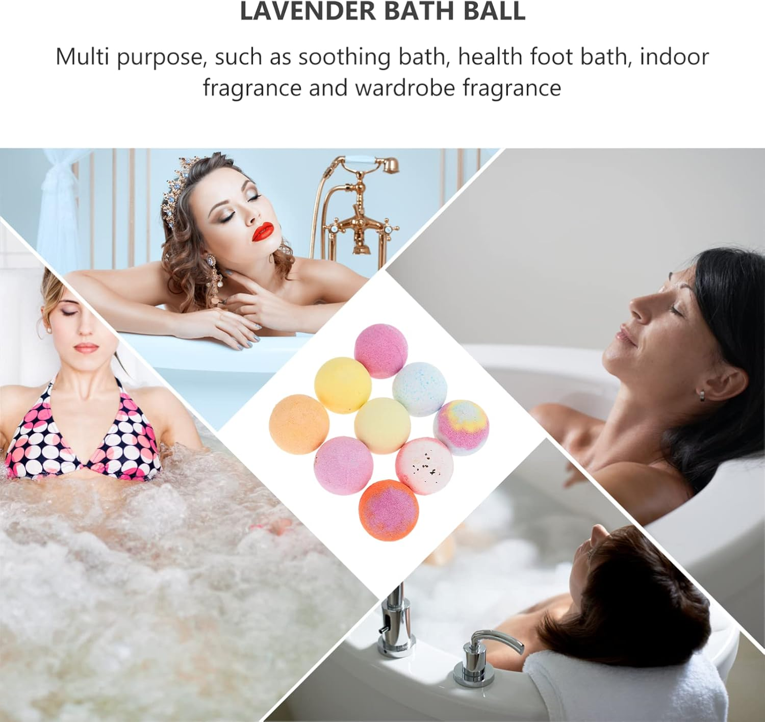 Essential Oils Bath Bombs Set 9Pcs 60G Portable Spa Bubble Bath Bombs with Dry Flowers Relaxing Bathing Supplies for Home Spa and Shower Use Random Color image number 6
