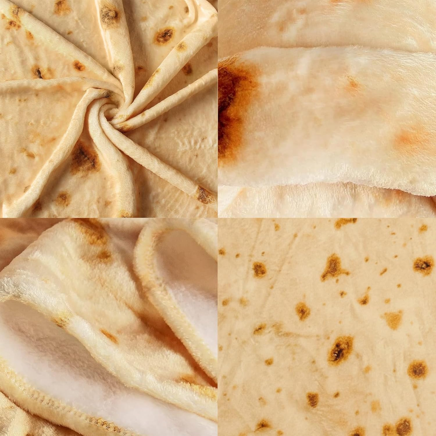 Flannel Burrito Blanket Set for Newborn Baby &ndash; Soft Breathable 86 Cm Lightweight Baby Swaddle Blanket with Realistic Tortilla Print image number 4