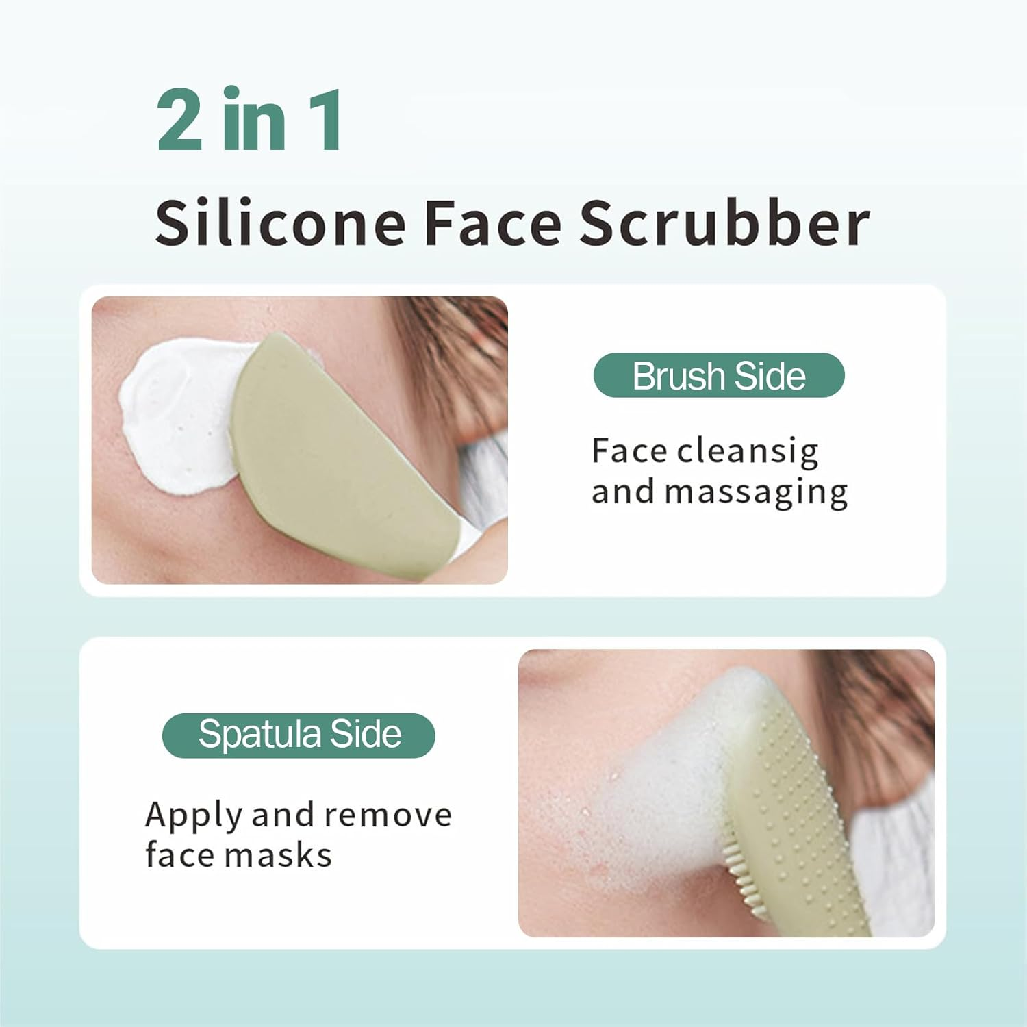 Weidllys Blackhead Remover Tool, Silicone Face Scraper for Deep Cleansing, Skin Scrubber Face Spatula, Nose Blackhead Remover, Skin Care Tool for Men and Women (Green) image number 6