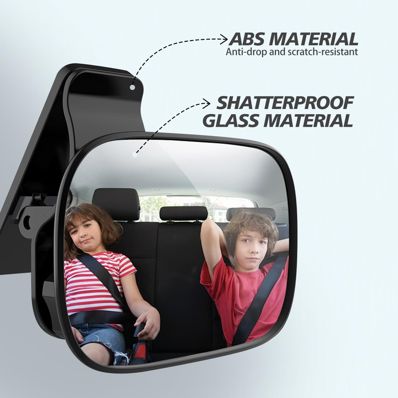 Baby Car Mirror,With Clip Back Seat Mirror to See Baby,360&deg; Adjustable Convex Mirror for Infant Backseat,Automotive Interior Rearview for Viewing Rear Baby,360&deg; Rotation,Spring Clamp,Shatterproof image number 1
