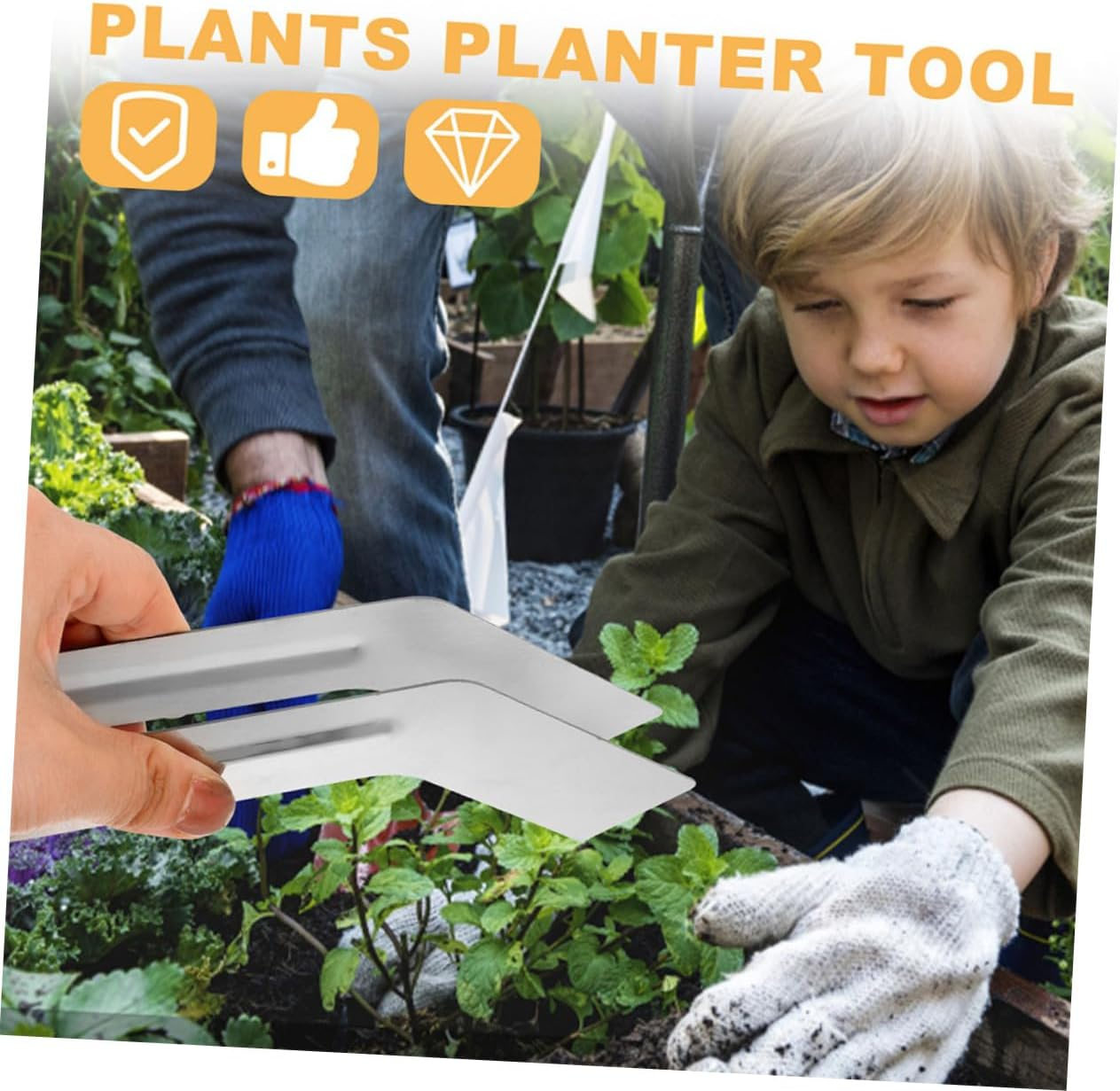 Kisangel 2Pcs Plants Transplanting Tongs Garden Supplies Small Metal Hand Tool Set for Seedling Transplanting and Plant Removal Gardening Accessory image number 2