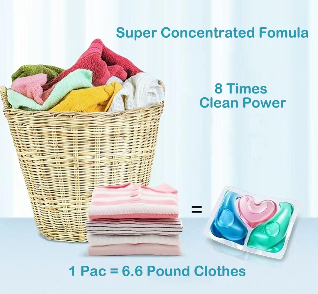 Laundry Detergent Pods, Concentrated Liquid Laundry Detergent Pacs, 3 in 1 High Efficiency, Flower&Fruit Scent (150 Pacs)