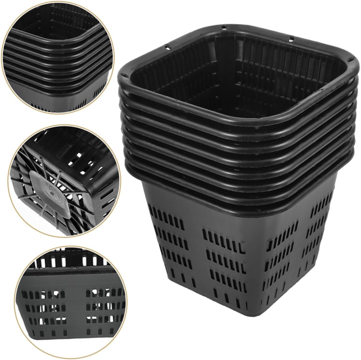 ROMISBABA 10Pcs Hydroponic Mesh Planting Cups Reusable Net Pots for Soil-Less Cultivation for Vegetables and Indoor Gardening and Ventilated Design image number 4