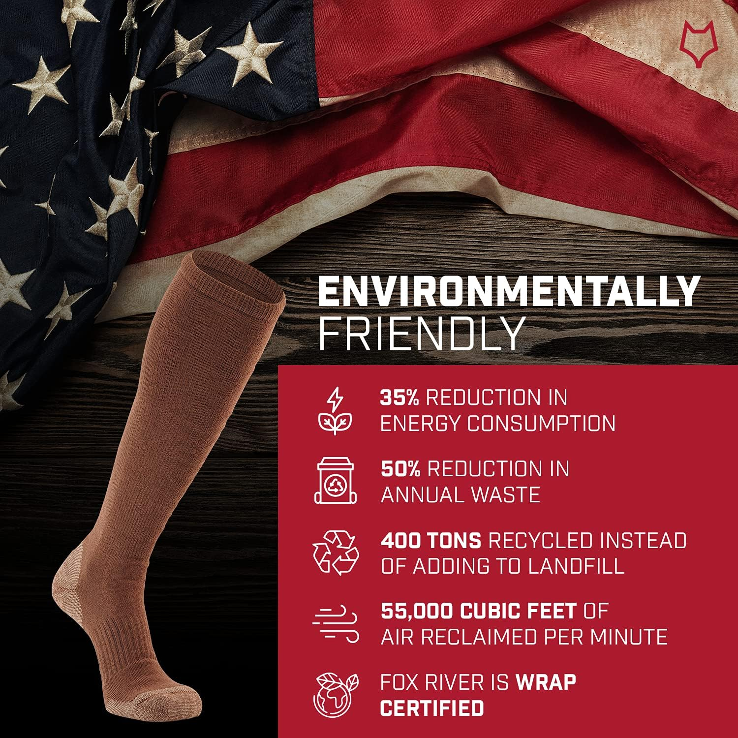 Fox River Military Tactical Boot Socks Medium Weight Mid-Calf Wick Dry Quick Dry Fibers Shock Absorption and Memory Knit image number 2