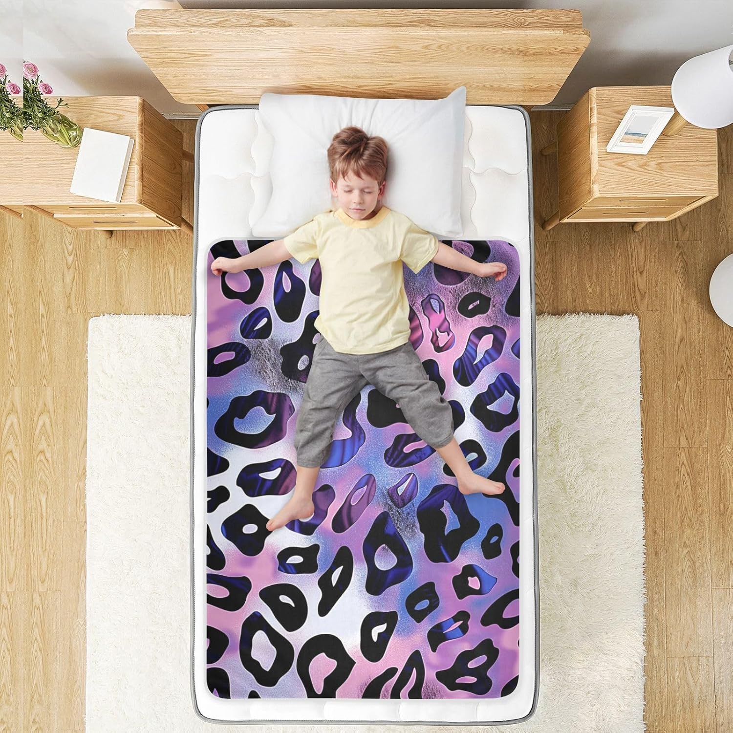 Leopard Print Extra Large Resuable Baby Bed Pad Highly Absorbent Potty Training Sheets Cover Changing Bed Liners for Toddler Kids, 52"L X 34"W image number 2