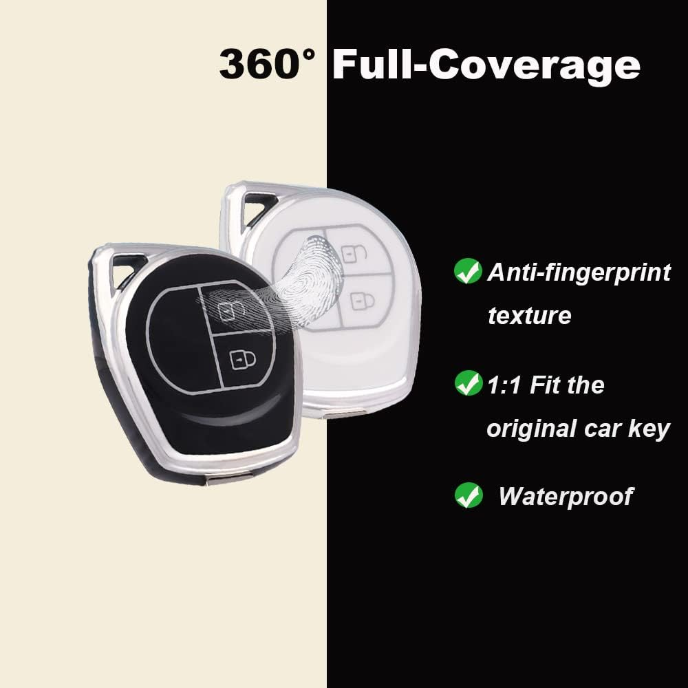 Ontto TPU Car Key Fob Cover Fit for Suzuki Swift SX4 Liana Alto Vitara JIMNY for Opel Agila B for Nissan Pixo Key Case Key Bag Shell Keyring Key Holder Keychain Accessories - Black image number 4