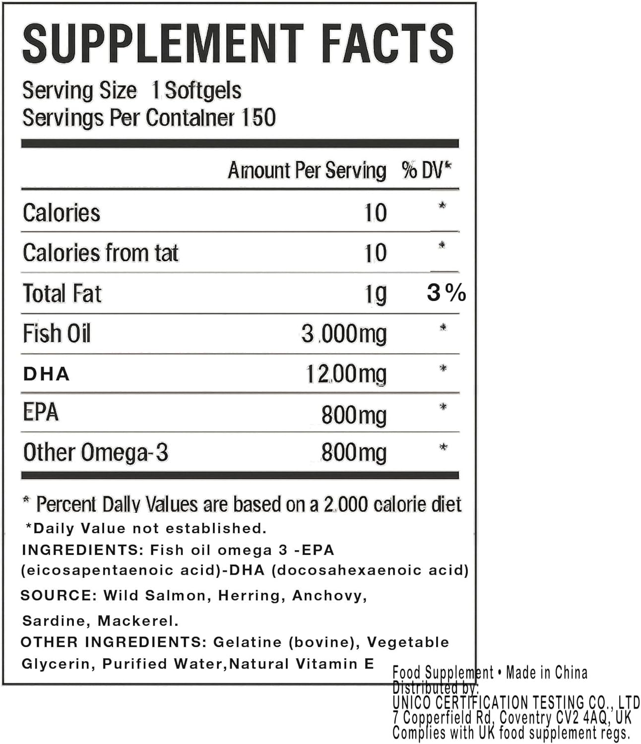 Omega-3 Fish Oil 3000 Mg &ndash; High Strength DHA & EPA &ndash; Wild-Caught & Purified Formula &ndash; 150 Softgels &ndash; Non-Gmo, Gluten-Free image number 1