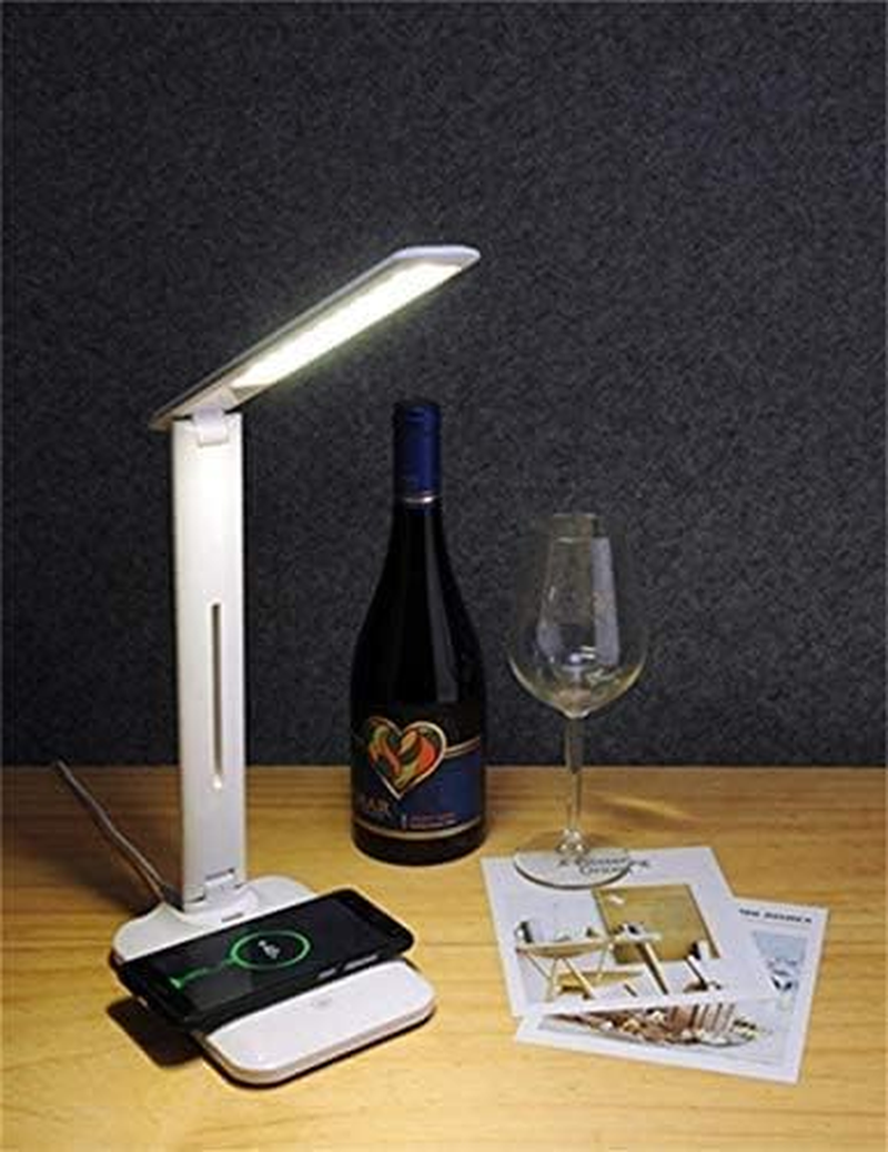 Vortex D10-BLACK LED Desk Lamp, Eye-Caring Table Lamps, Office or Study Lamp with USB Charging Port, Black, 7W, Wireless Output Power 10W, Foldable, 3 Colors Temperature Options(Black) image number 1