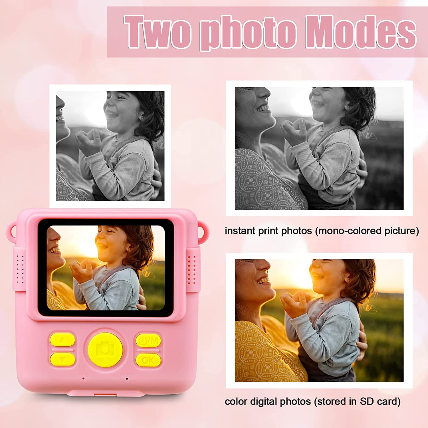 5 Rolls Print Paper for WEEFUN Instant Print Camera Kids Camera 1080P HD Digital Camera to Age 6-12 Boys and Girls Birthday Gifts image number 1