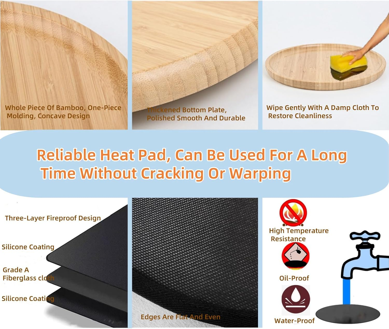 Heat Resistant Mat Fireproof Bamboo Solo Stove Accessories, Tabletop Fire Pit Mat for Solo Stove Mesa & Mesa XL, Protect Countertop and Table (2 Pack) image number 5