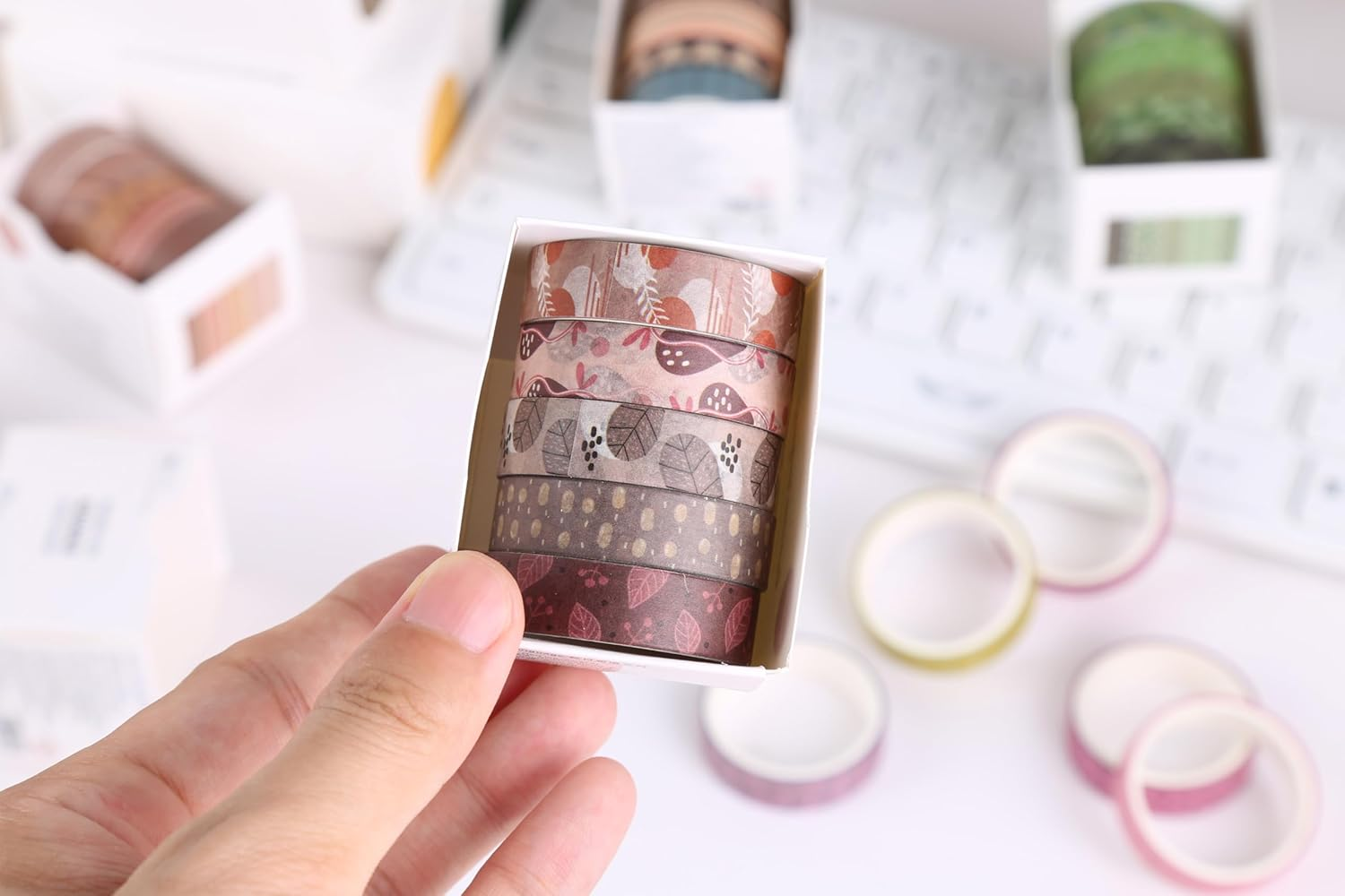 YUBX Basic Washi Tape Set 30 Rolls Plants Patterns Decorative Skinny Slim Masking Tapes for Arts, DIY Crafts, Journals, Planners, Scrapbook, Wrapping (Tropical Wetlands) - Tropical Wetlands image number 5