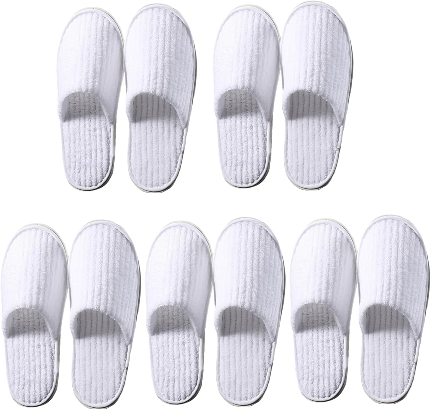 Disposable SPA Slippers - ONE SIZE, 5 Pair Coral Fleece Non-Slip Hotel Slippers, Breathable Portable Guest Slippers for Women Men Travel image number 1