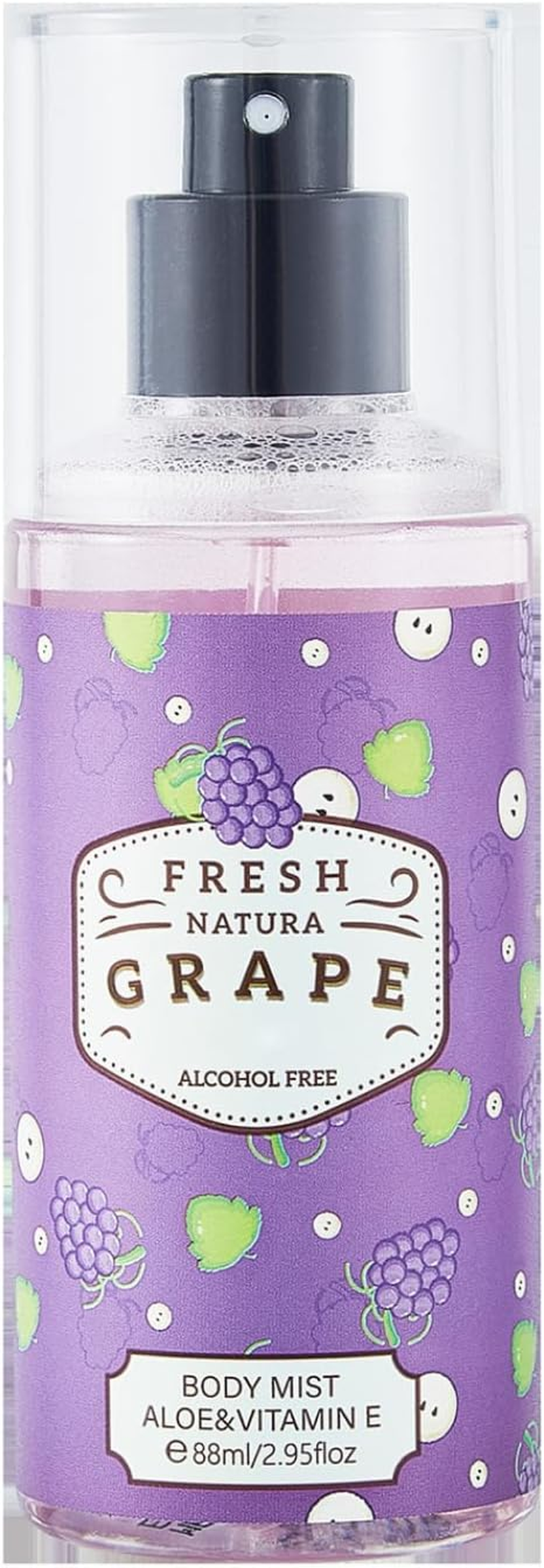 Yhong Grape Hami Melon Scented Body Mist 88Ml Non Alcoholic Perfume Spray for Women Men Lightweight Long Lasting Fragrance Fresh Apple One Size