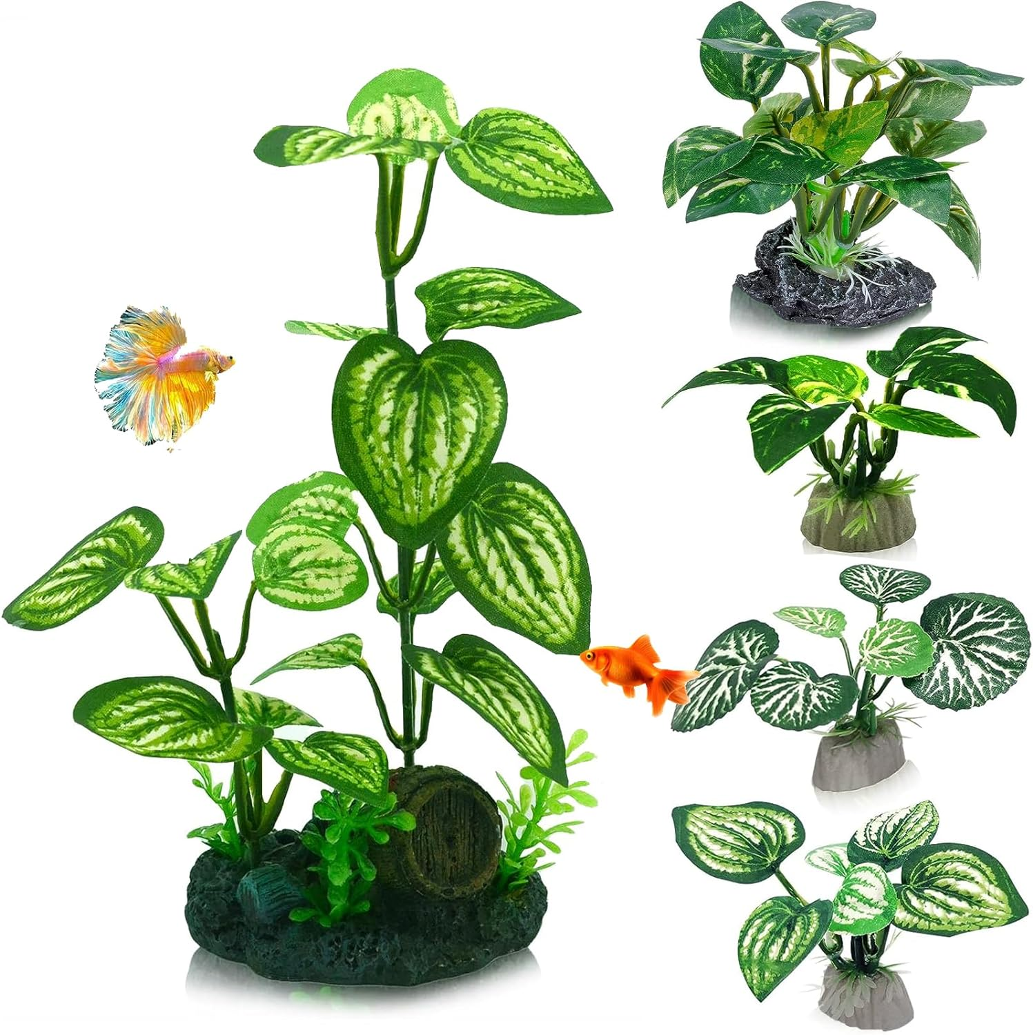 Aquarium Plants,Artificial Fish Tank Decorations,6Pcs Plastic Fish Aquarium Plants,Fish Tank Decor Accessories for Household and Office Aquarium Simulation image number 1