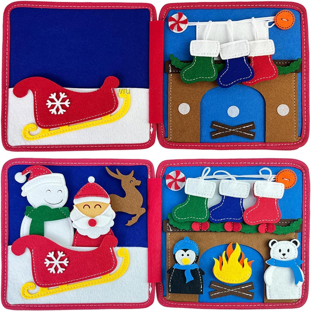 Busy Book Quiet Book for Toddlers Christmas Theme Montessori Toys Busy Board for Baby Felt Activity Book for Toddlers image number 5