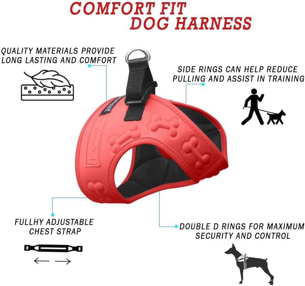 Metric USA Comfort Fit Cold Weather Dog Harness - Adjustable, Reflective, Secure, Small Size, Red Color image number 7